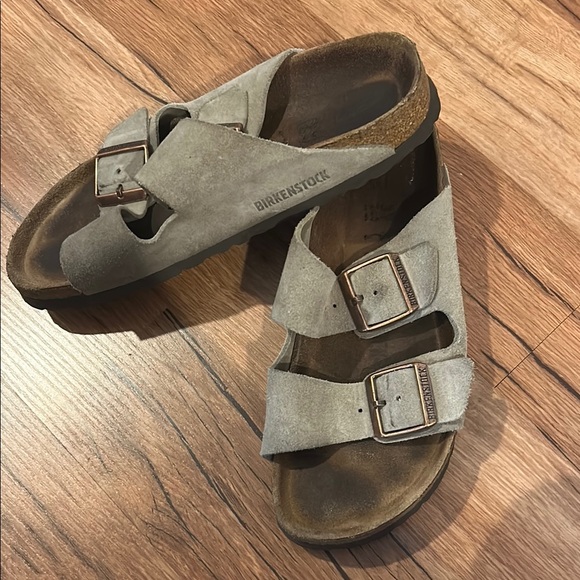 Birkenstock Shoes - Birkenstock Taupe Suede Sandals